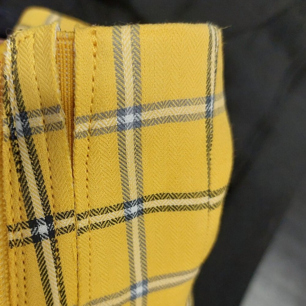 💋RETRO 70s CHIC💋Steve Madden Double Plarform Booties in Yellow & Black Plaid - Picture 14 of 16